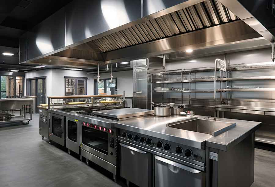 A Commercial Kitchen Ready For A Chef To Start A Restaurant